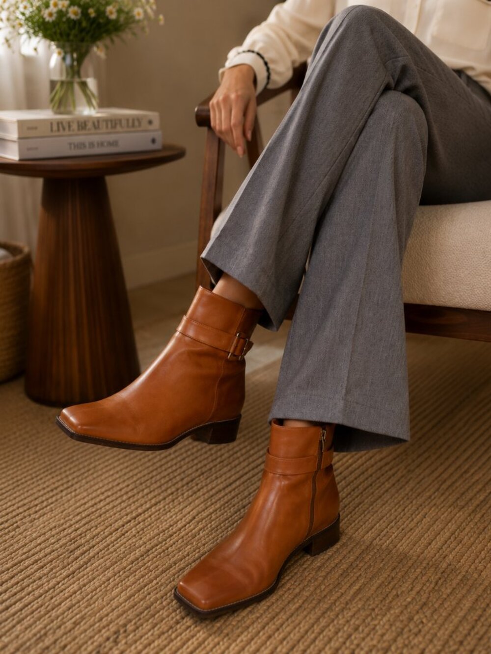 Talbots Tan Leather Booties
